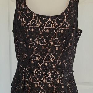 Heart Soul Women's Sleeveless Dressy Black Lace Top